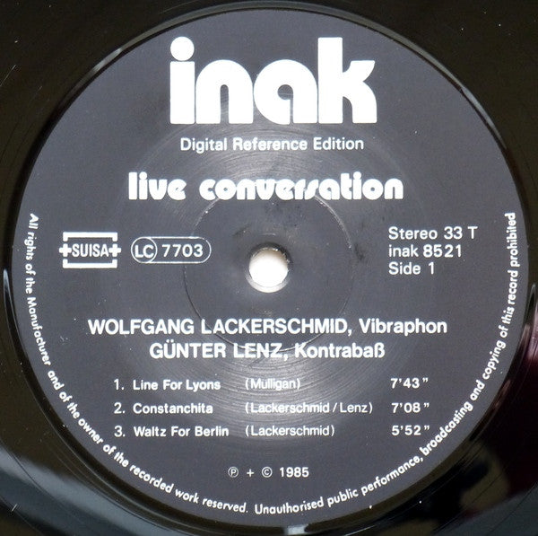 Wolfgang Lackerschmid - Günter Lenz : Live Conversation (LP)