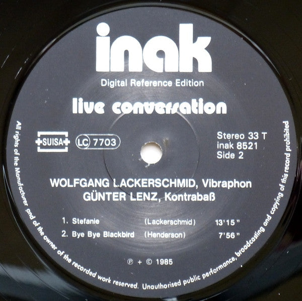 Wolfgang Lackerschmid - Günter Lenz : Live Conversation (LP)