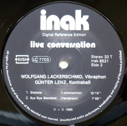 Wolfgang Lackerschmid - Günter Lenz : Live Conversation (LP)