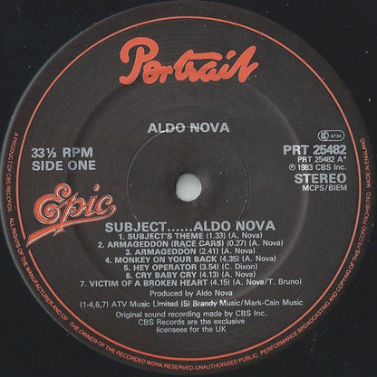 Aldo Nova : Subject.....Aldo Nova (LP, Album)