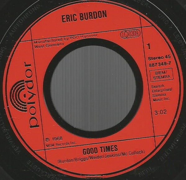 Eric Burdon : Good Times (Original Titelmelodie Aus Dem Film »Die Katze«) (7")