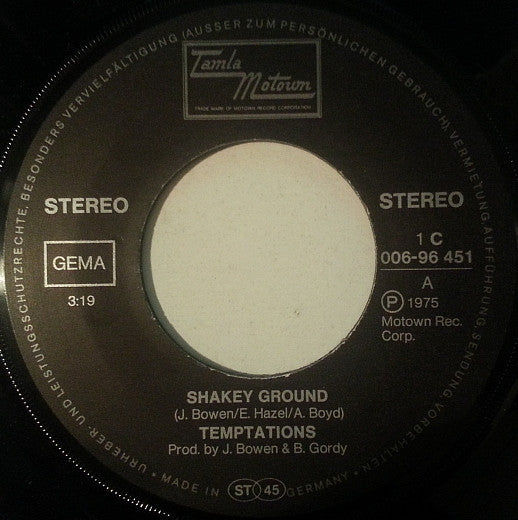 The Temptations : Shakey Ground (7")