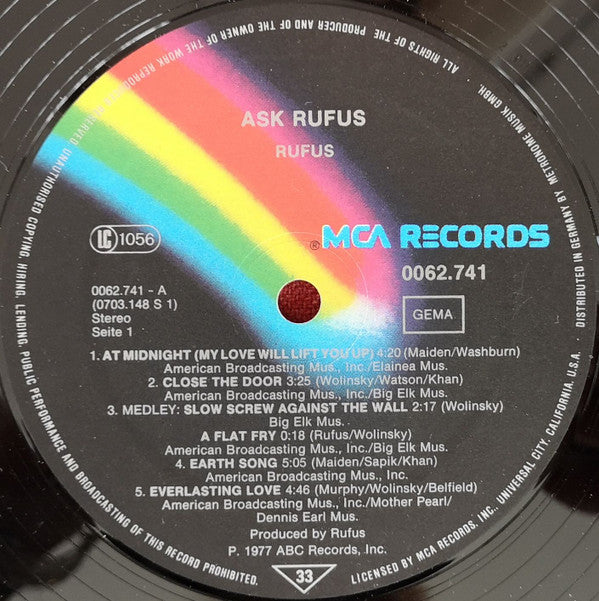 Rufus & Chaka Khan : Ask Rufus (LP, Album)