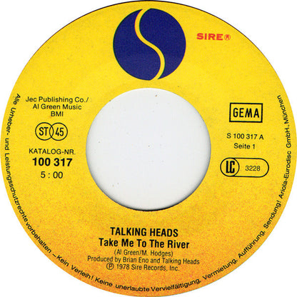 Talking Heads : Take Me To The River / Thank You For Sending Me An Angel (7", Single)