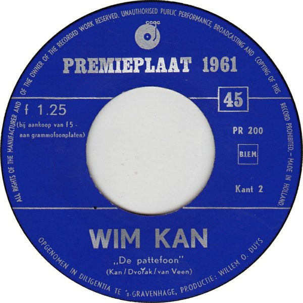 Toon Hermans / Wim Kan : Premieplaat 1961 (7", Single, Blu)