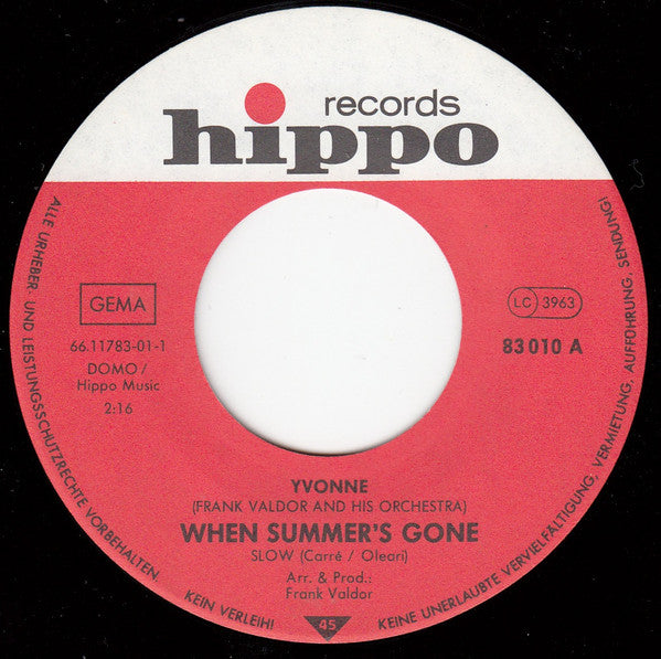 Yvonne Carré : When Summer's Gone (7", Single)