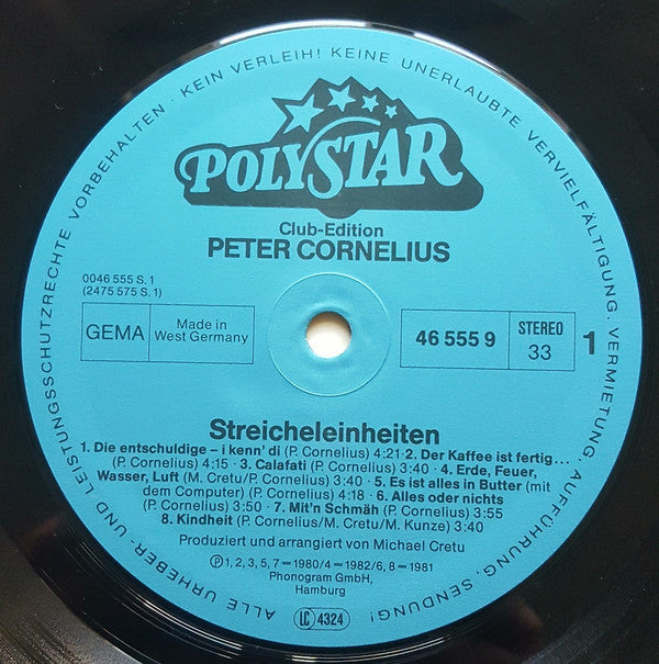 Peter Cornelius : Streicheleinheiten (LP, Comp, Club)