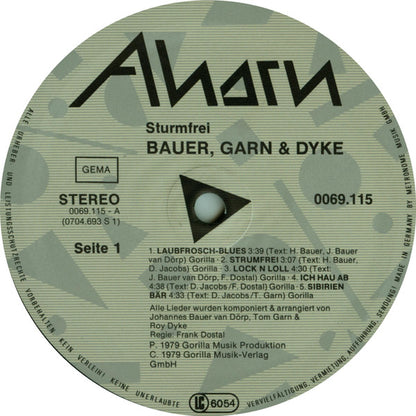 Bauer, Garn & Dyke : Sturmfrei (LP, Album, RE)