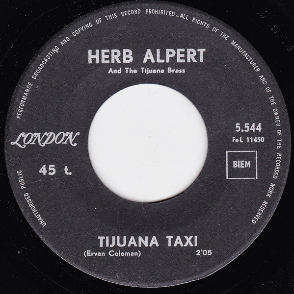 Herb Alpert & The Tijuana Brass : Zorba The Greek / Tijuana Taxi (7", Single)