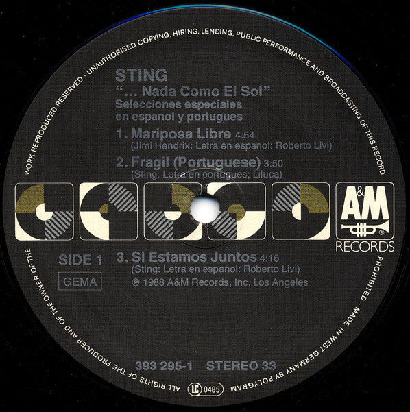 Sting : ...Nada Como El Sol (Selecciones Especiales En Espanol Y Portugues) (LP, MiniAlbum)