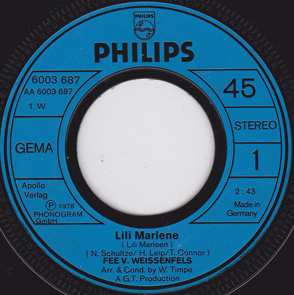 Fee Von Weissenfels : Lili Marlene (7", Single)