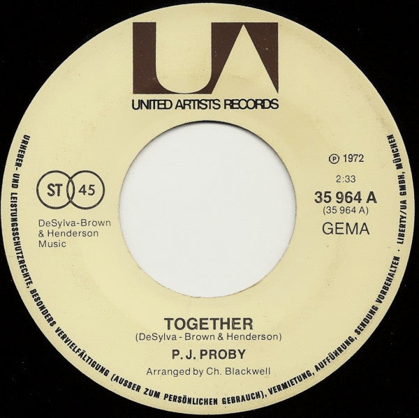 P.J. Proby : Together / Niki Hoeky (7", Single, RE)