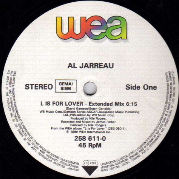 Al Jarreau : L Is For Lover (12")