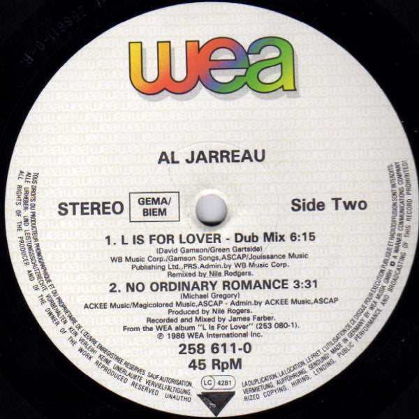 Al Jarreau : L Is For Lover (12")