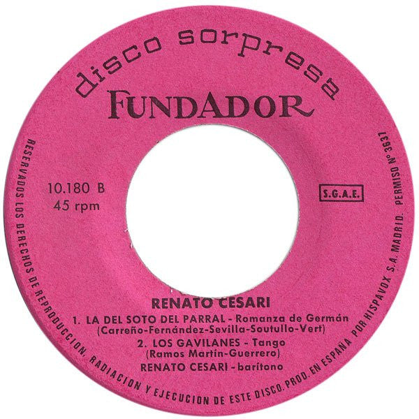 Renato Cesari : Disco Sorpresa Fundador (7", EP, Promo)