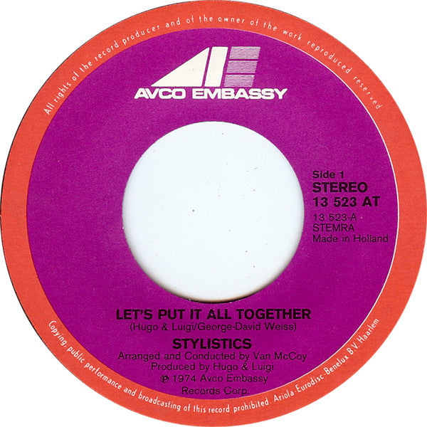 The Stylistics : Let's Put It All Together (7", Single)