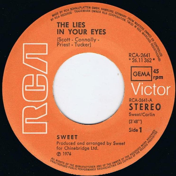 The Sweet : The Lies In Your Eyes (7", Single)