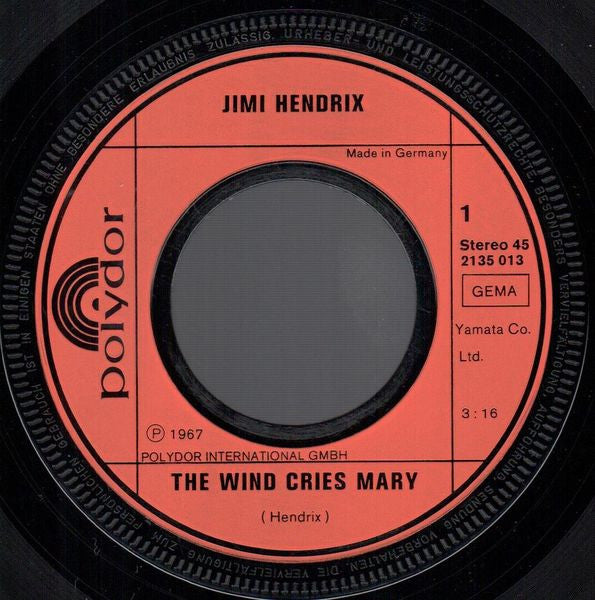 Jimi Hendrix : The Wind Cries Mary / Voodoo Chile (7", Single)