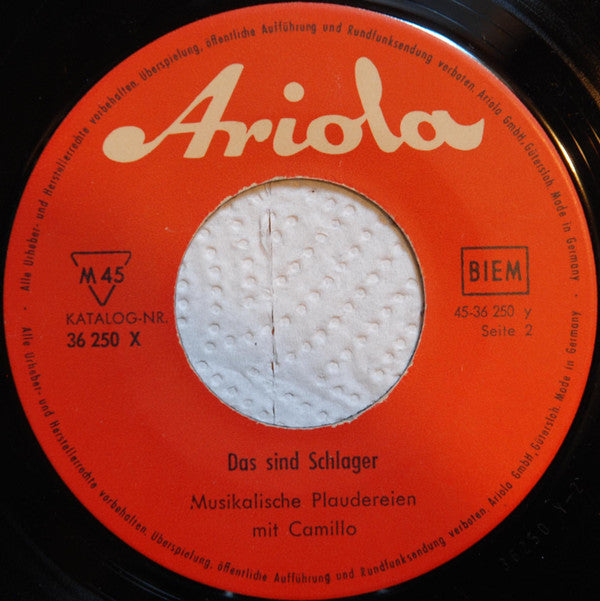 Various : Das Sind Schlager (Musikalische Plaudereien Mit Camillo) (7")