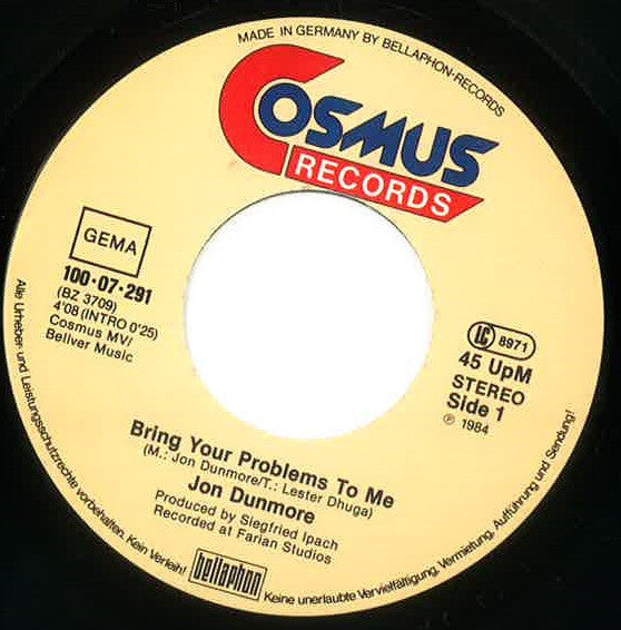 Jon Dunmore Guests Limerick : Bring Your Problems To Me (7", Single)