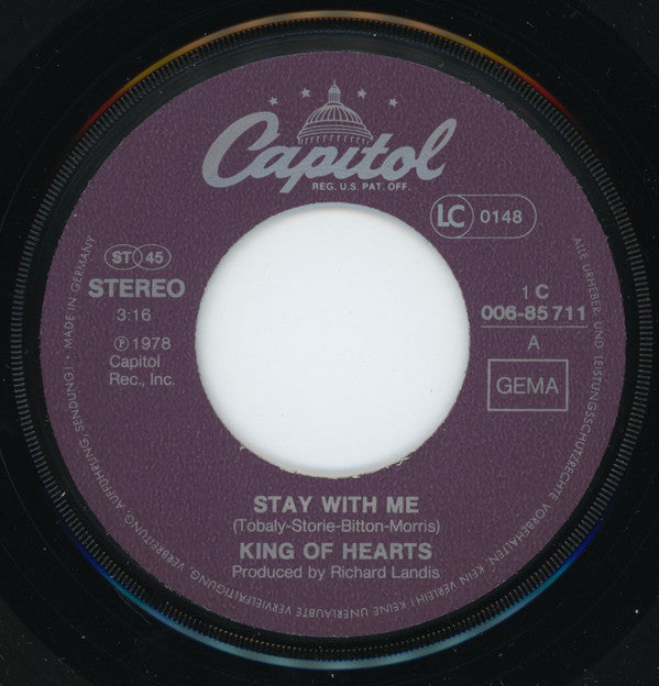 King Of Hearts : Stay With Me / There's Always Time  (7", Single)