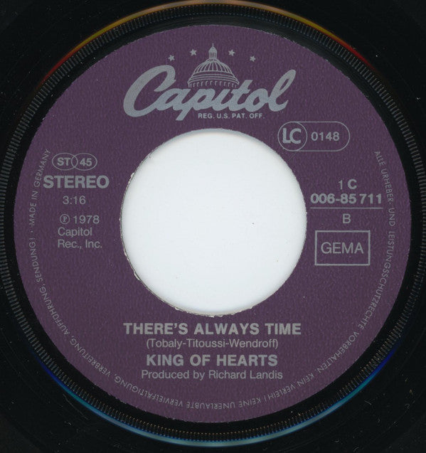 King Of Hearts : Stay With Me / There's Always Time  (7", Single)