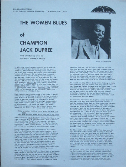 Champion Jack Dupree : The Women Blues Of Champion Jack Dupree (LP, Mono)