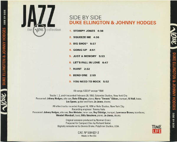 Duke Ellington And Johnny Hodges : Side By Side (CD, Album, RE, RM)