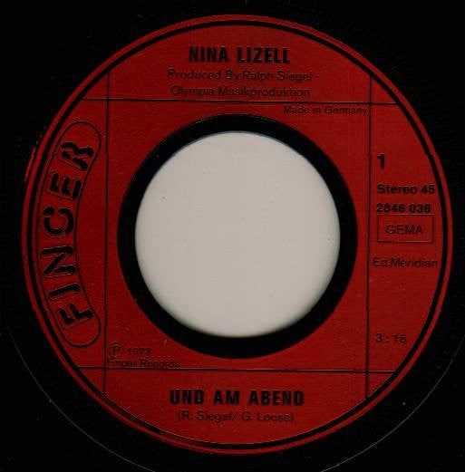 Nina Lizell : Und Am Abend (7", Single)