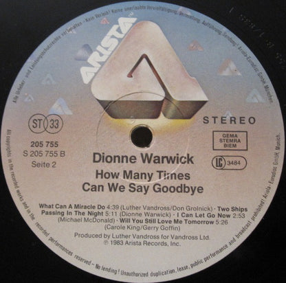 Dionne Warwick : How Many Times Can We Say Goodbye (LP, Album)