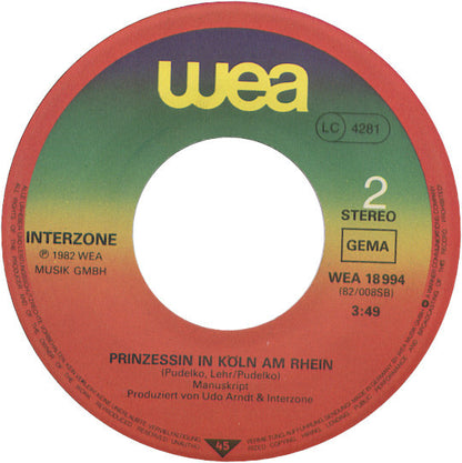 Interzone (2) : Armer Paul / Prinzessin In Köln Am Rhein (7")