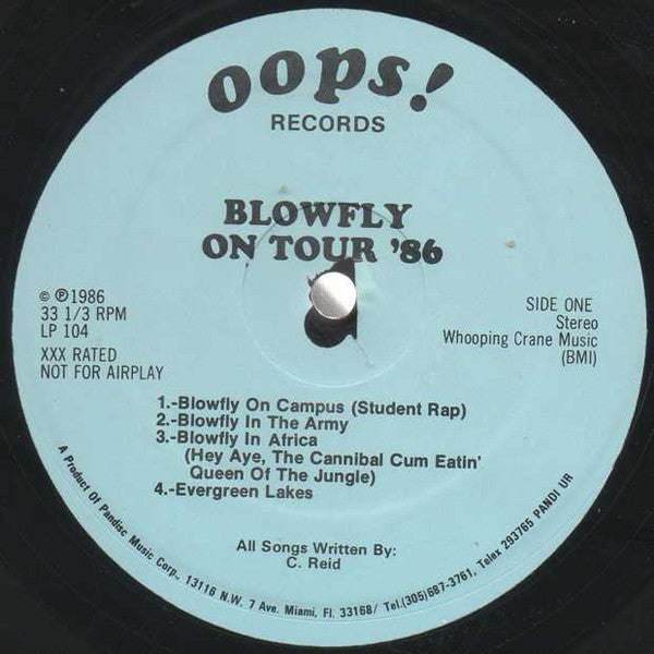 Blowfly : Blowfly On Tour '86 (LP, Album, Blu)