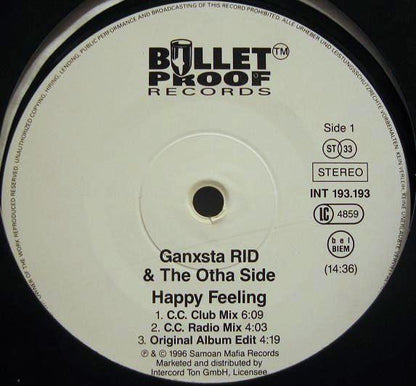 Ganxsta Rid & The Otha Side : Happy Feeling (12")