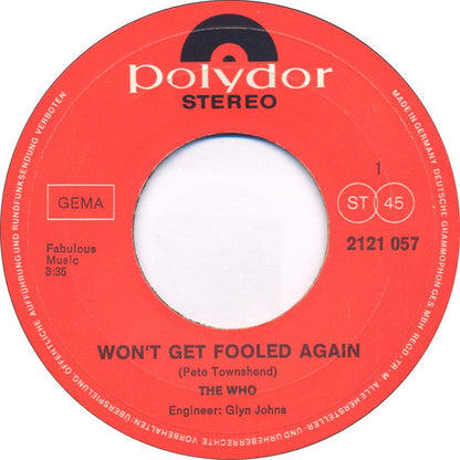 The Who : Won't Get Fooled Again (7", Single)