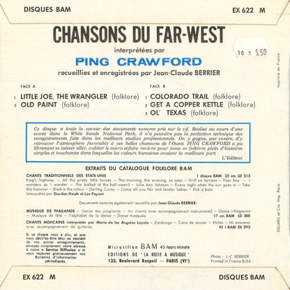 Ping Crawford : Chansons Du Far-West (7", EP)