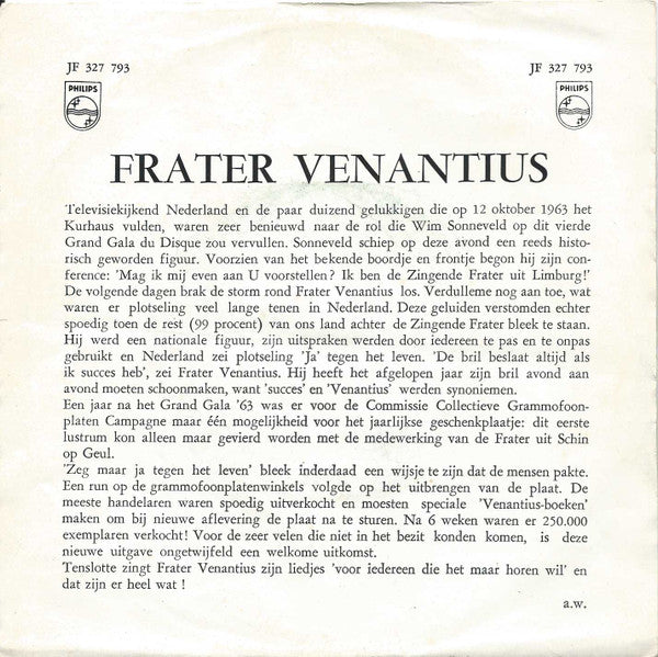 Wim Sonneveld : Frater Venantius (7", RE, Red)