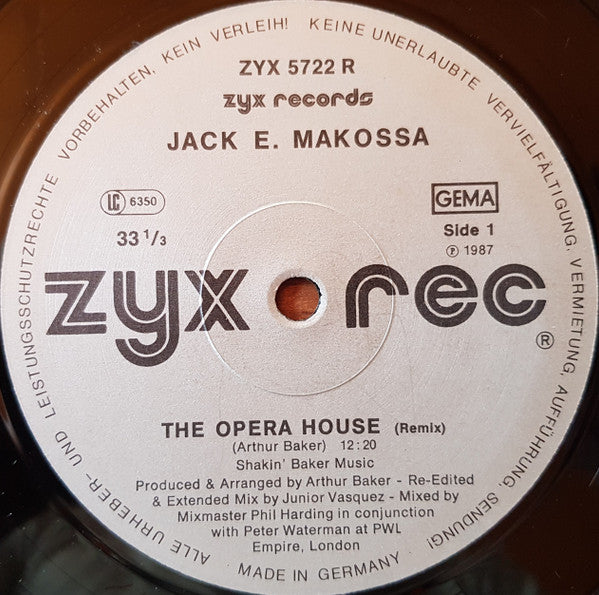 Jack E Makossa : The Opera House (The Remix) (12")