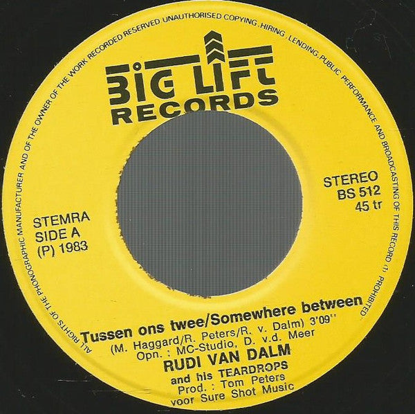 Rudi van Dalm And His Raindrops : Tussen Ons Twee / Somewhere Between (7", Single)