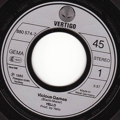 Yello : Vicious Games (7", Single)