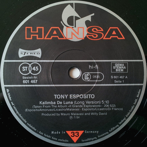 Tony Esposito : Kalimba De Luna (12", Maxi)