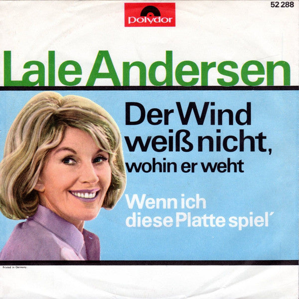 Lale Andersen : Der Wind Weiß Nicht, Wohin Er Weht (7", Single, Mono)