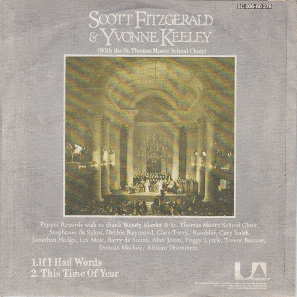 Scott Fitzgerald & Yvonne Keeley With The St. Thomas Moore School Choir : If I Had Words (7", Single)