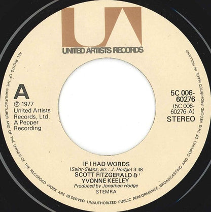 Scott Fitzgerald & Yvonne Keeley With The St. Thomas Moore School Choir : If I Had Words (7", Single)