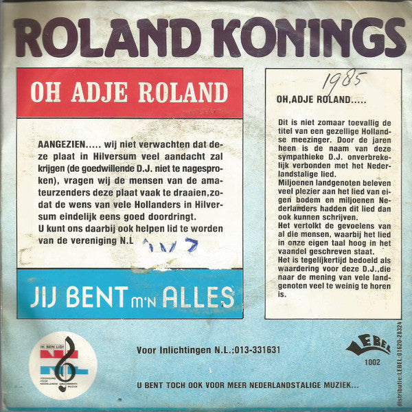 Roland Konings : Oh, Adje Roland (7", Single)