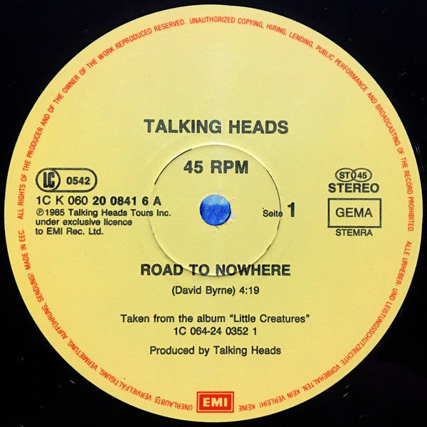 Talking Heads : Road To Nowhere (12", Maxi)