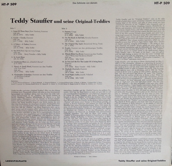 Teddy Stauffer : Das Schönste Von Damals (1936-1939) (LP, Comp)