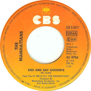 Manhattans : Kiss And Say Goodbye / Wonderful World Of Love (7", Single, RE)