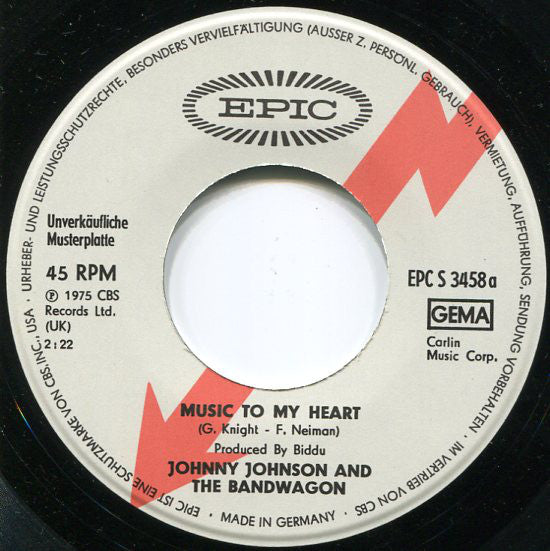 Johnny Johnson And The Bandwagon : Music To My Heart (7", Single, Promo)