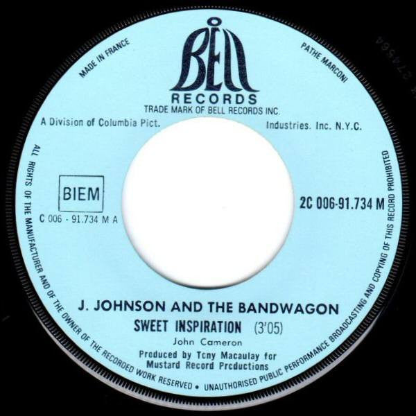 Johnny Johnson And The Bandwagon : Sweet Inspiration / Pride Comes Before A Fall (7", Single)