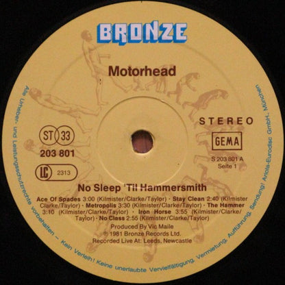 Motörhead : No Sleep 'til Hammersmith (LP, Album)